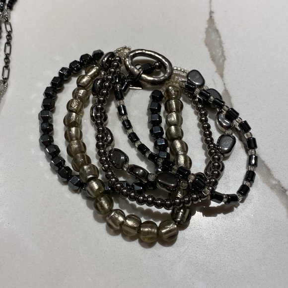 SILPADA COMPLETE SET Dew Drops Sterling Hematite 3 Strand Necklace,Bracelet,Ear - Picture 2 of 6